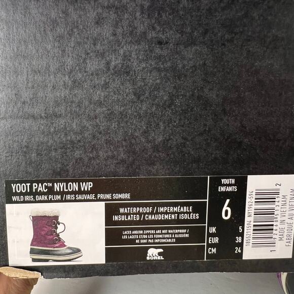 Sorel Yoot Pac TP Waterproof Boot Nylon Sherpa Wild Iris NY1962-594 Youth 6 NWD - Picture 12 of 12